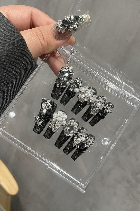 Stereo Rose Crystal Press On Nails