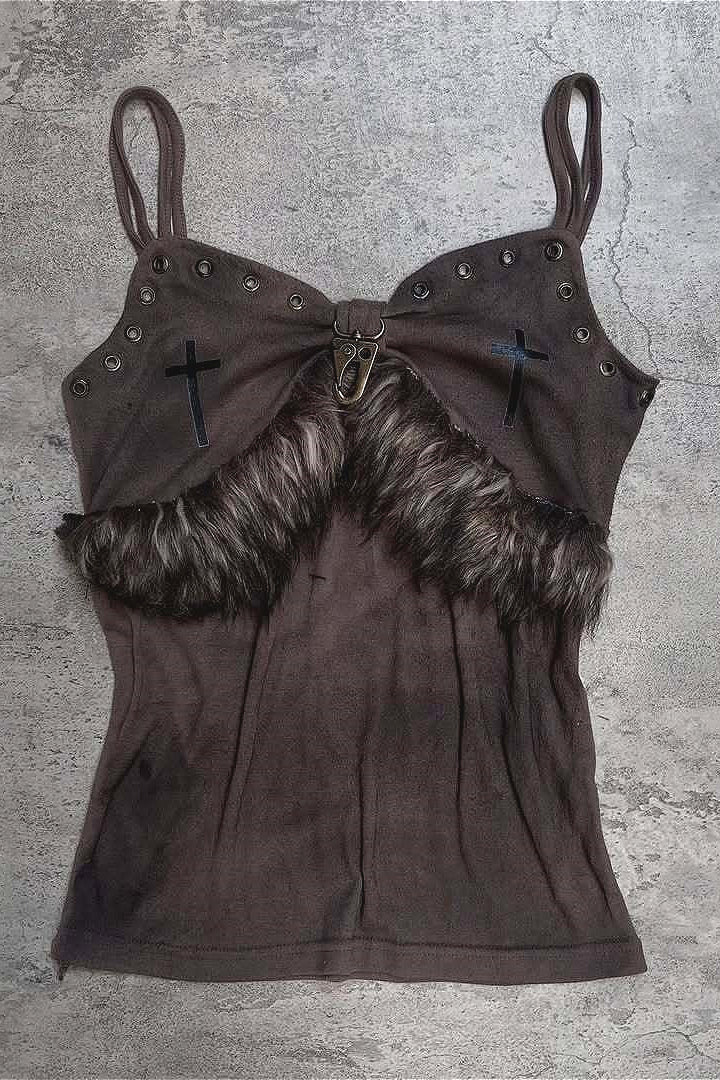 Y2K Street Harajuku Fluffy Cami Main image