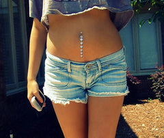 7 Heart Crystals Dangle Gothic Belly Ring