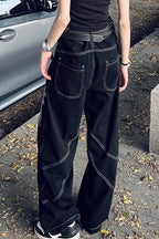 Y2K Stitch Embroidery Wide Leg Jeans Pants