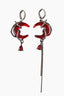 Red Zircon Crescent Tassel Earrings
