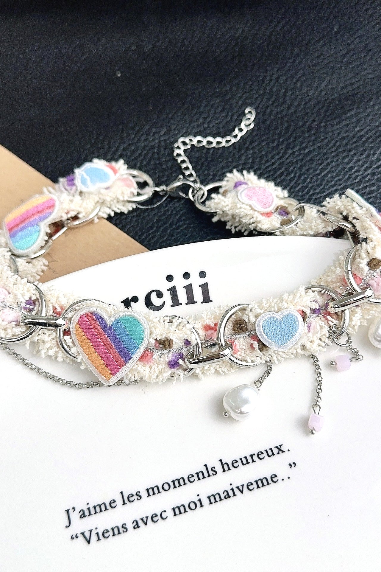 Y2K Fluffy Multicolor Heart Necklace