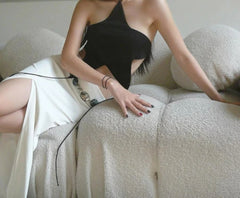 Strappy Y2K Backless Halter Crop Top