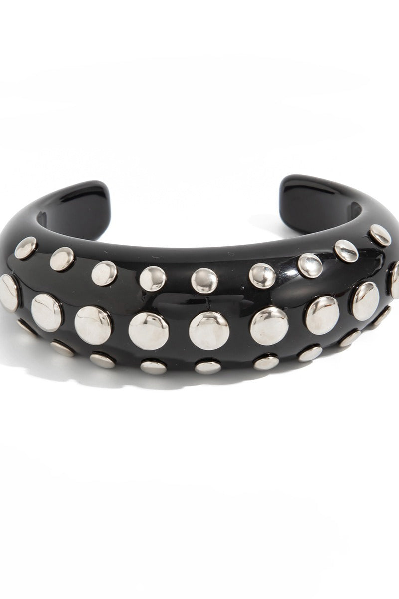 Vintage Tie Dye Studded Resin Open Bracelet