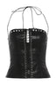 Eyelet Trim Halter Shorts Sets