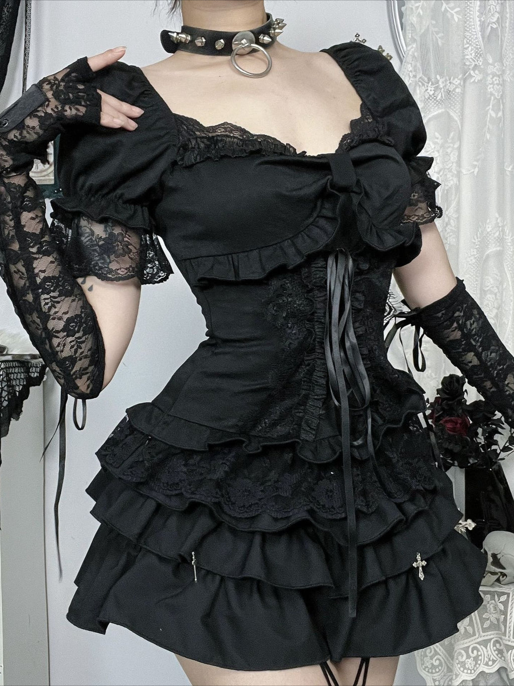 Gothic Subculture Lace-Up T-Shirt