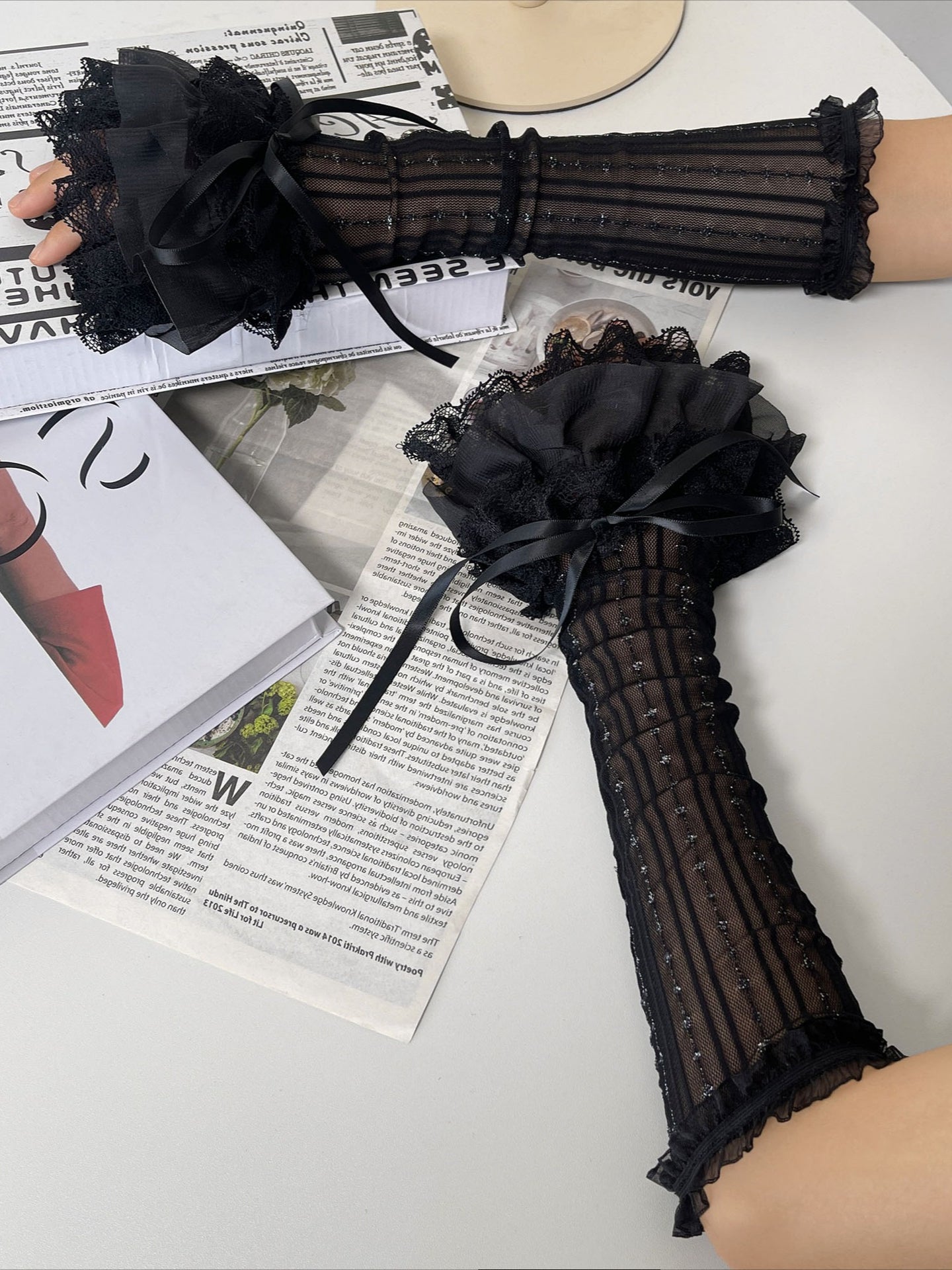 Gothic Lolita Japanese Lace Bowknot Gloves