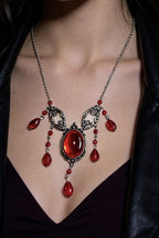 Red Oval Drop Pendant Necklaces