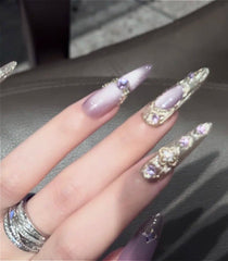 Purple Jade Glass Effect Fake Nails