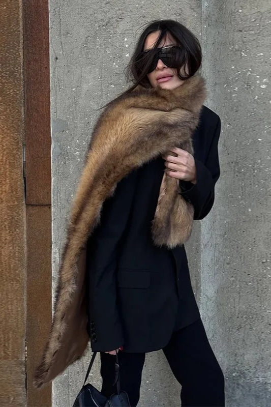 Fluffy Faux Fur With Pockets Luxury Women’s Winter Scarf Main image