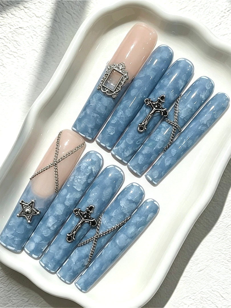 Water Ripple Scale Press On Nails
