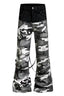 Contrast Waist Camouflage Flared Pants