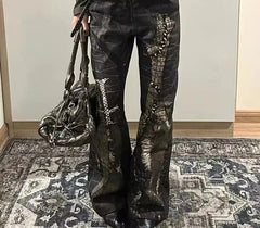 Grunge Gothic Black Baggy Mop Pant