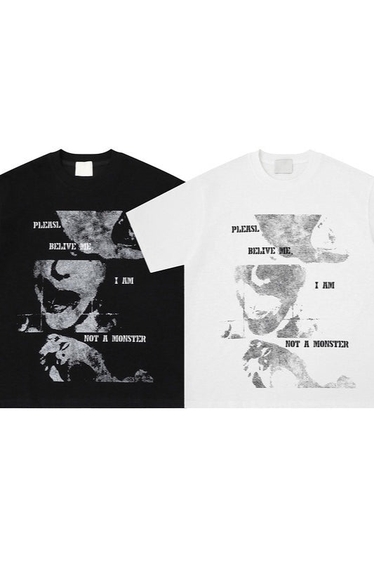 Figure Letter Printed Loose T-shirt