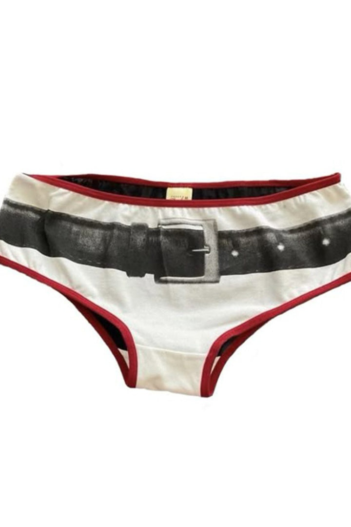 Y2K Belt Print Trimmed Triangle Shorts
