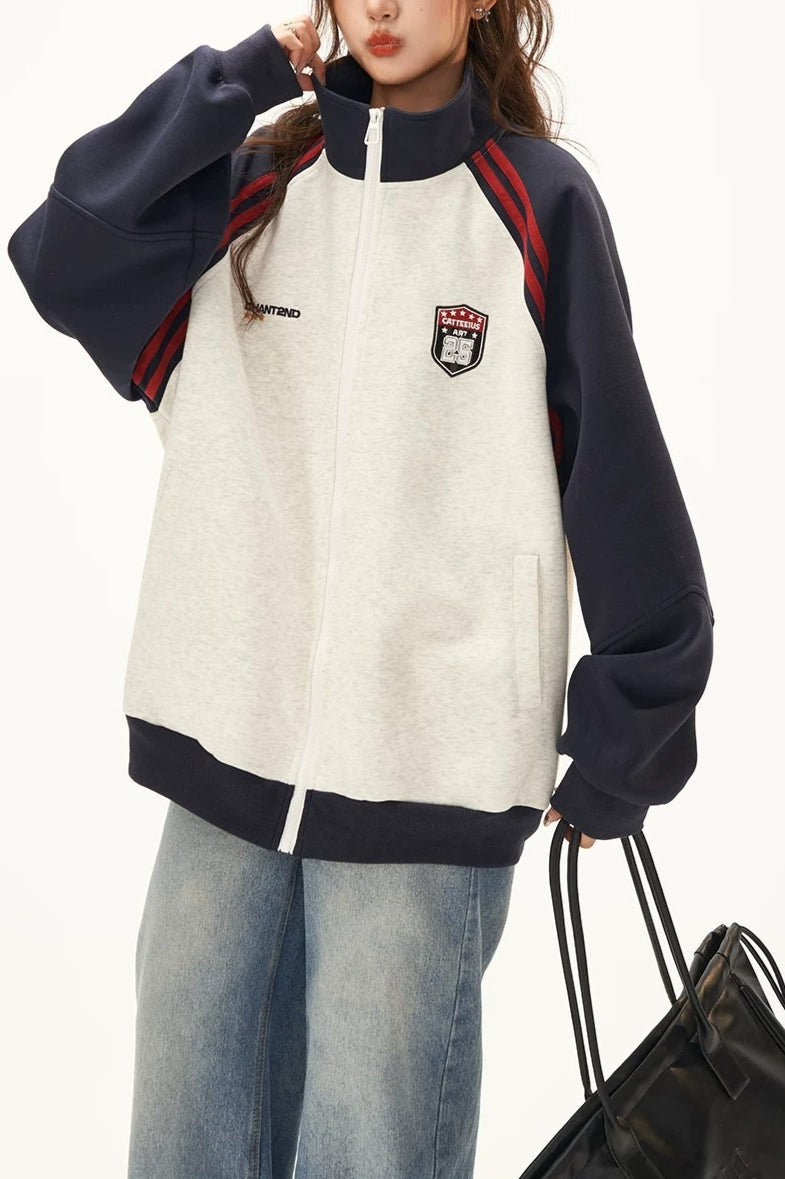 Contrast Raglan Stripe Track Jackets
