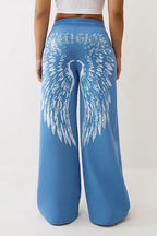 Assorted Rhinestone Graphic Wide Leg Pants