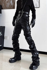 Cyberpunk Rock Ruched Stacked Pants