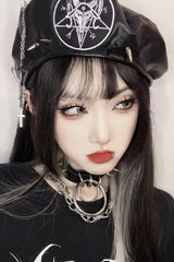 Harajuku Gothic Lolita Leather Y2K Punk Spike Decorative Hat