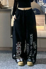 Gothic Letter Print Track Pants