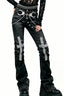 Double Waist Studded Denim Pants