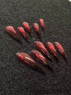 Gothic Black Red Cat Paw Press On Nails