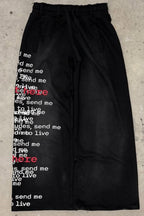 Graffiti Letter Drawstring Wide Leg Pants