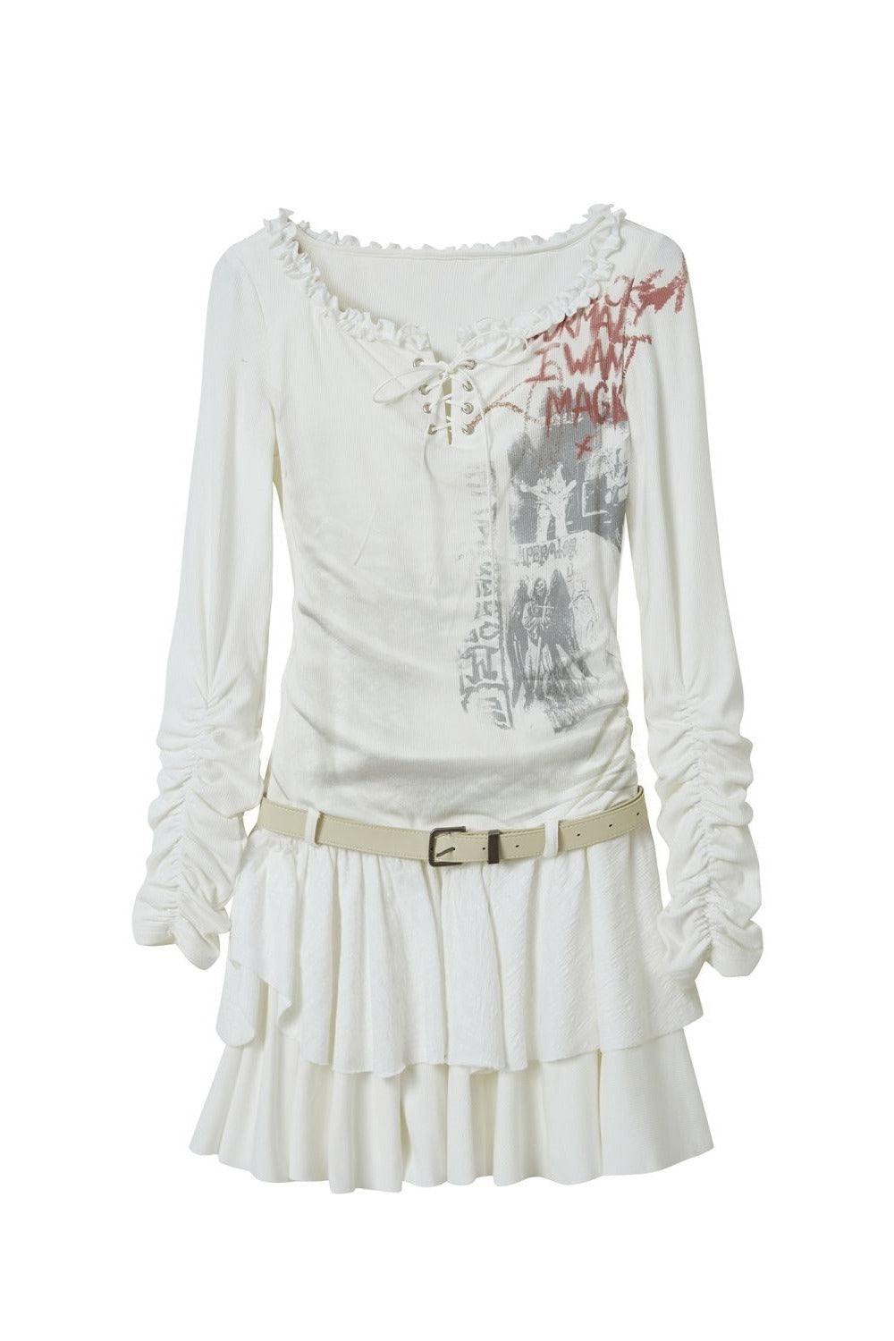 Punk Lace-Up Graphic Mini Dress Main image