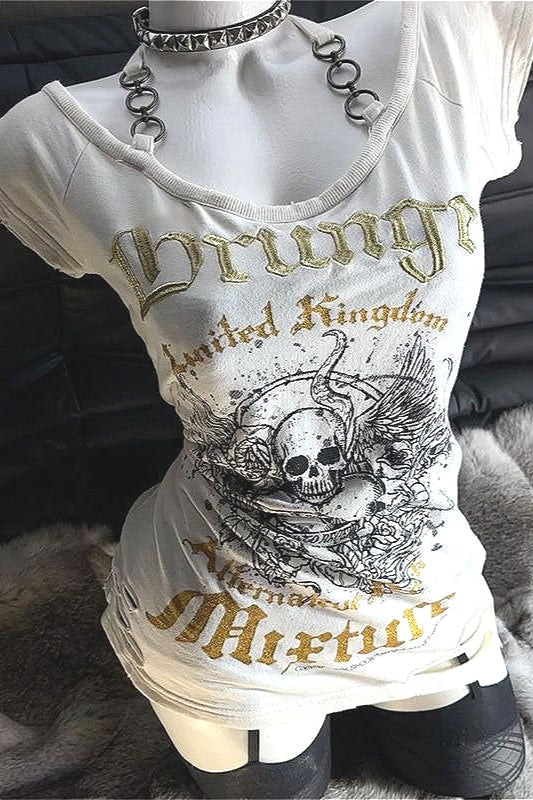 Y2K Punk Skull Halter Top
