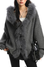 Plush Trim Hooded Button Sweaters