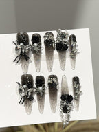 Cyber Liquid Metal Butterfly Dark Press On Nails