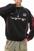 Contrast Raglan Racing Graphic Sweatshirt