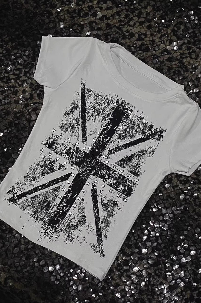 Vintage Street Cross Rhinestone T-shirt Secondary image