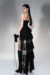 Gothic Lace Patchwork Midi Dress