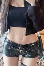 Edgy Y2K Low-Rise Booty PU Leather Shorts