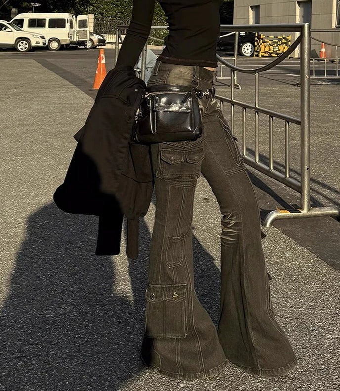 Distressed Stretch Bootcut Pants