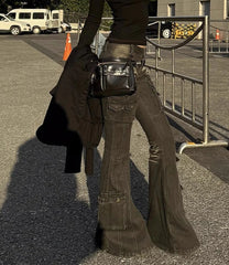 Distressed Stretch Bootcut Pants