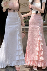 Black Gothic Printed Corset Mermaid Skirt