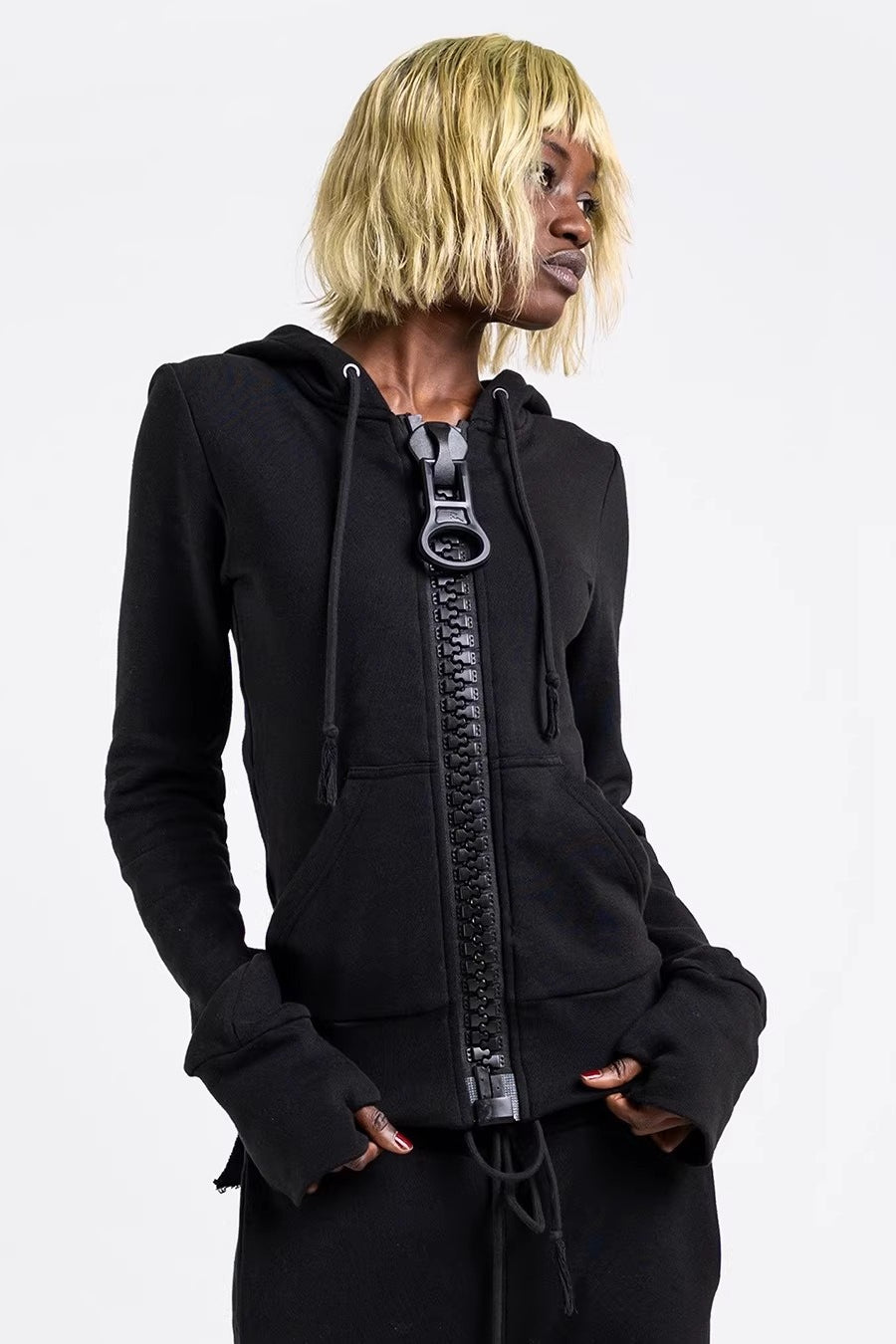Exposed Oversized Zip Fitted Hoodie Main image