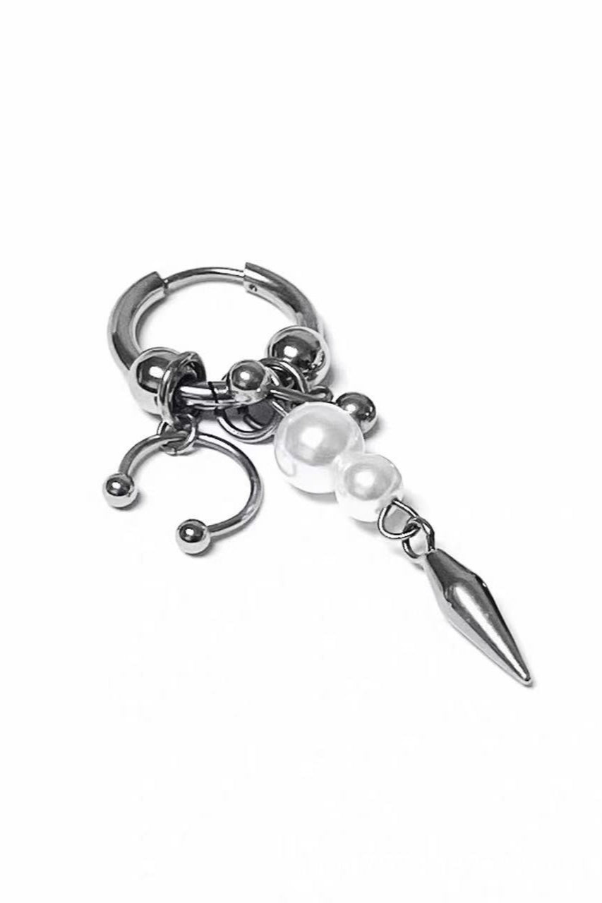 Punk Geometric Pearl Stud Earings