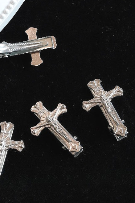 Punk Silver Vintage Cross Hair Accs