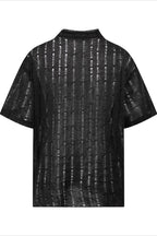 Y2K Ripped Half-Zip Loose Fit T-Shirt