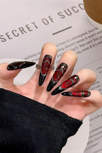 Red Gothic Press On Nails