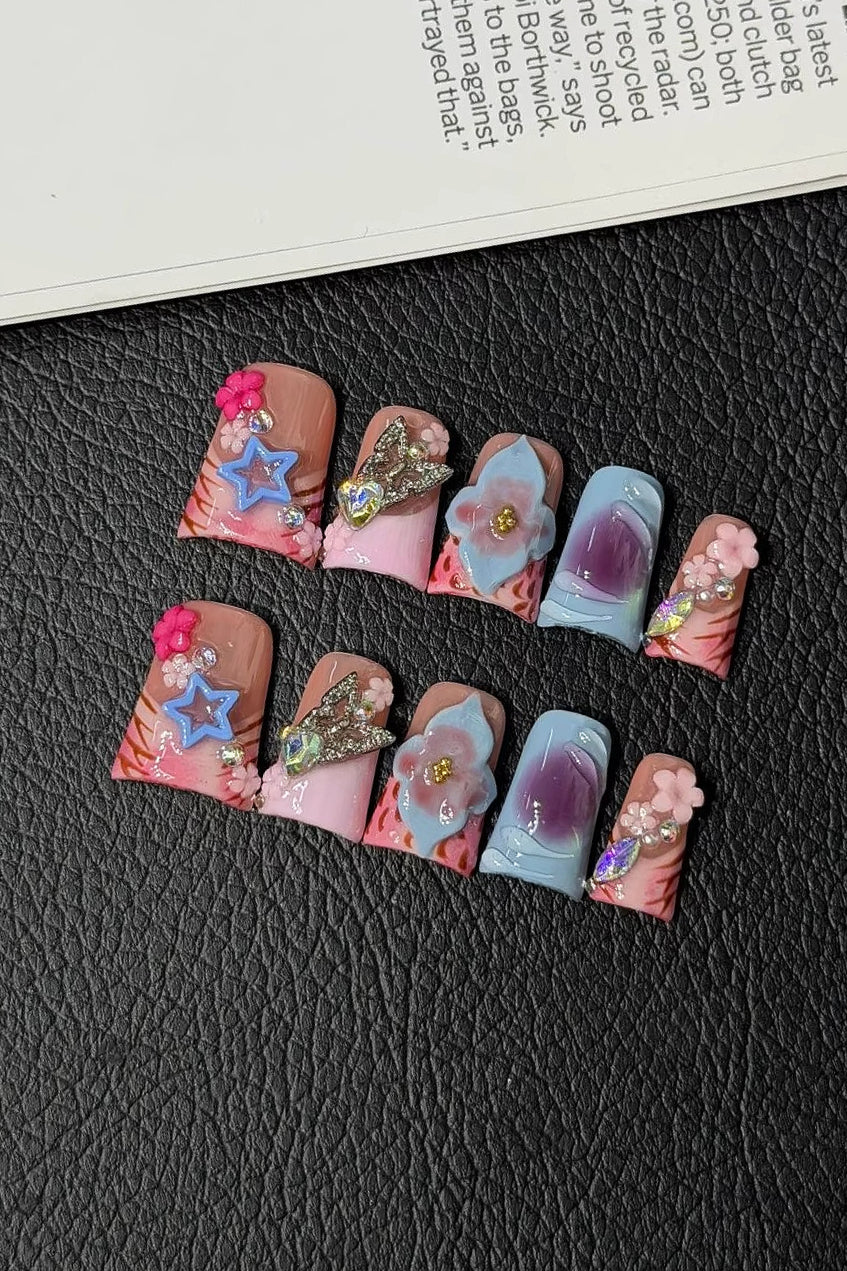 Iridescent Leopard Print Duckbill Press On Nails