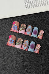 Iridescent Leopard Print Duckbill Nails