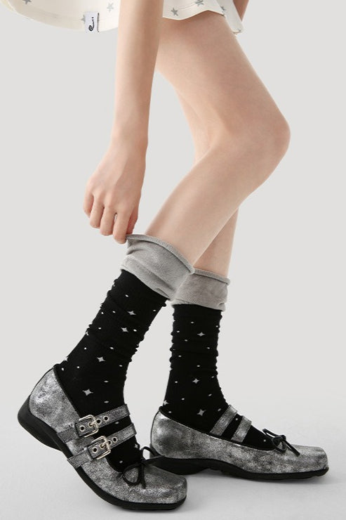 Edgy Harajuku Letter Slouchy Mid-Calf Socks Secondary image