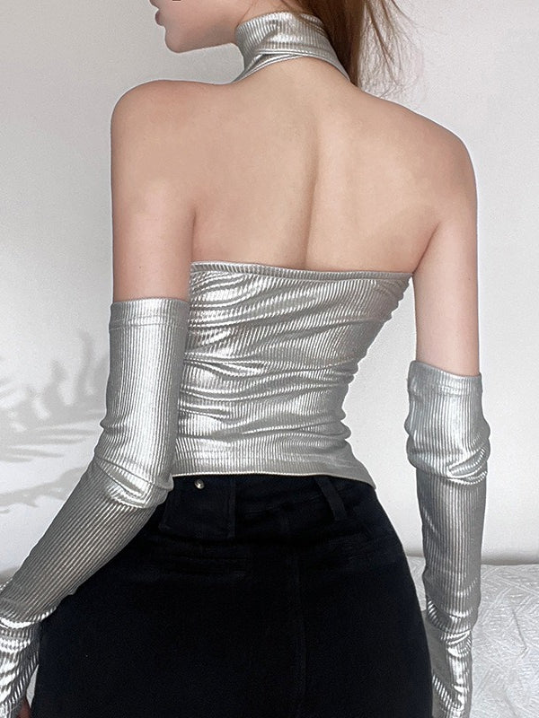 Cyber Sleeve Zip Up Crop Tank Top Secondary image