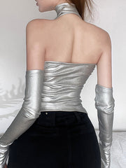 Cyber Sleeve Zip Up Crop Tank Top