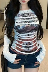 Edgy Cut Out Slim Fit Mesh Top