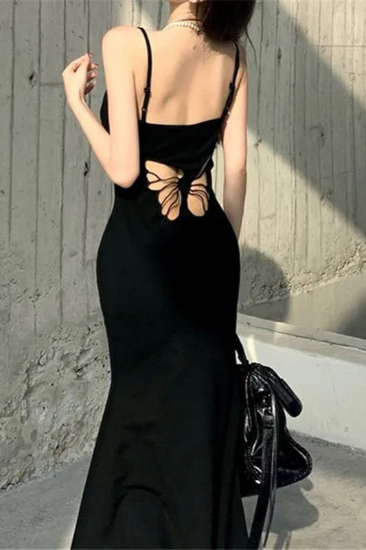 Butterfly Hollow Out Straps Backless Bodycon Maxi Dress Main image